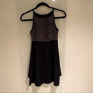 Black & Leopard Print Cocktail Dress